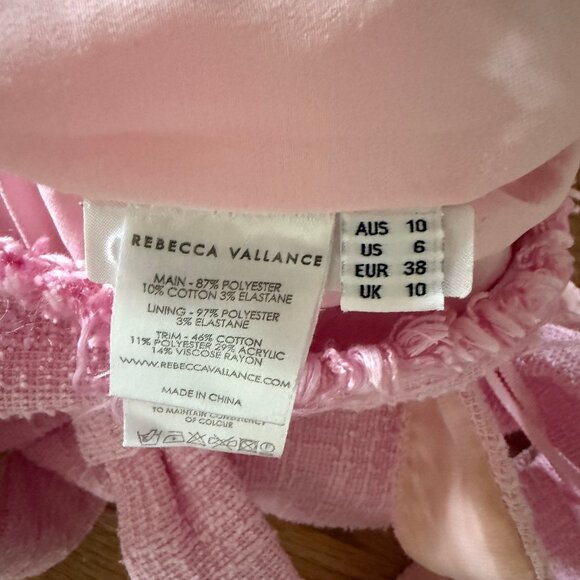 $545 Rebecca Vallance Barbie Garance pearl belt Tweed Mini Dress Pink au 10 us 6 - Picture 7 of 7